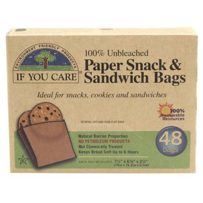 Unbleached paper sandwich bags If you care - 48 pcs | Wereco